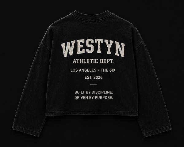 WESTYN VARSITY Cropped Long Sleeve - Vintage Black