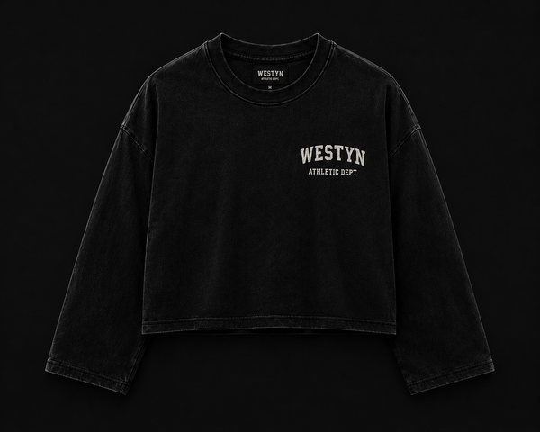WESTYN VARSITY Cropped Long Sleeve - Vintage Black