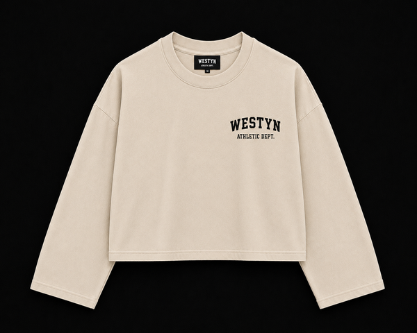 WESTYN VARSITY Cropped Long Sleeve - Bone