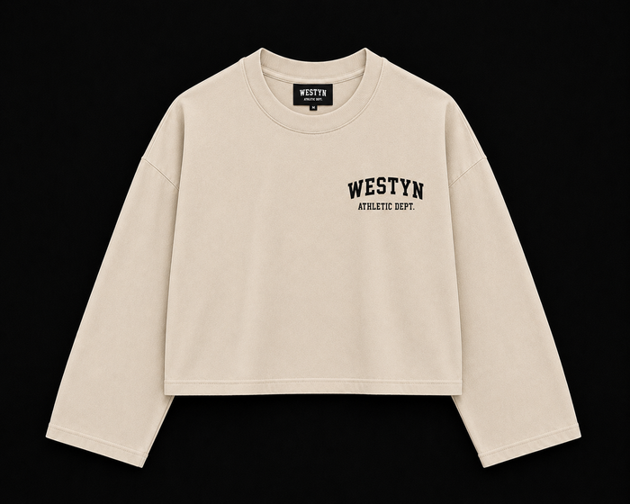 WESTYN VARSITY Cropped Long Sleeve - Bone