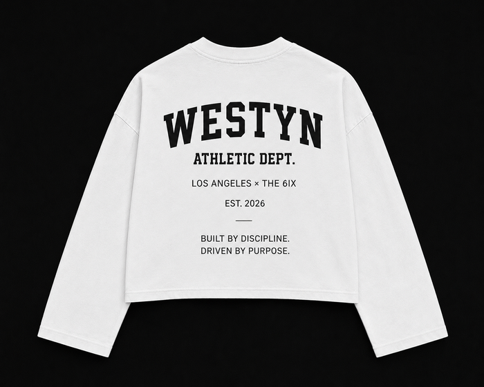 WESTYN VARSITY Cropped Long Sleeve - White