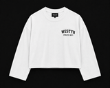 WESTYN VARSITY Cropped Long Sleeve - White