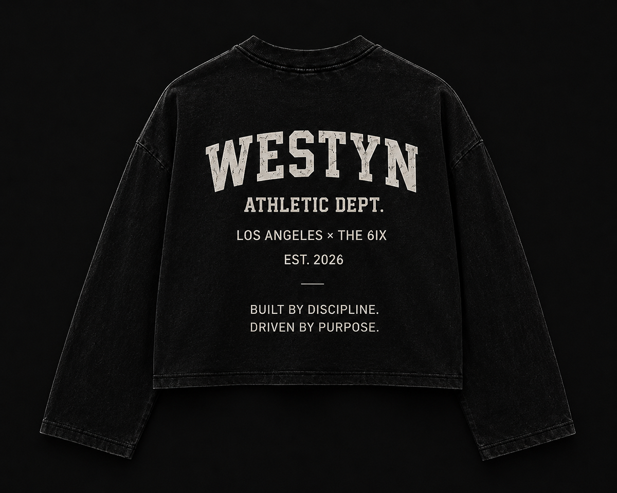WESTYN VARSITY Cropped Long Sleeve - Vintage Black