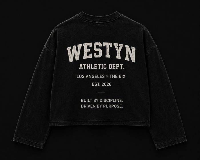 WESTYN VARSITY Cropped Long Sleeve - Vintage Black