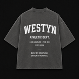 WESTYN VARSITY Cropped T-Shirt - Washed Grey
