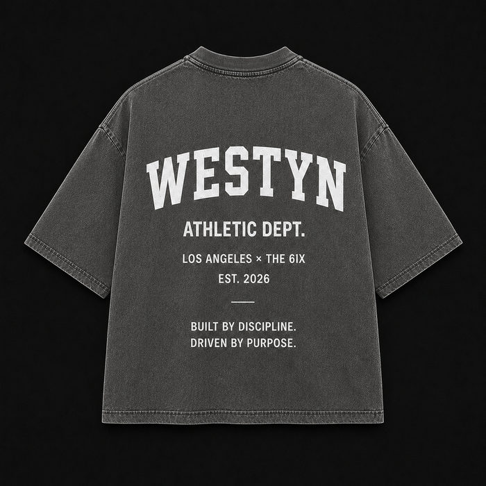 WESTYN VARSITY Cropped T-Shirt - Washed Grey