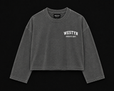 WESTYN VARSITY Cropped Long Sleeve - Washed Grey
