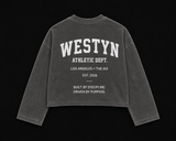 WESTYN VARSITY Cropped Long Sleeve - Washed Grey